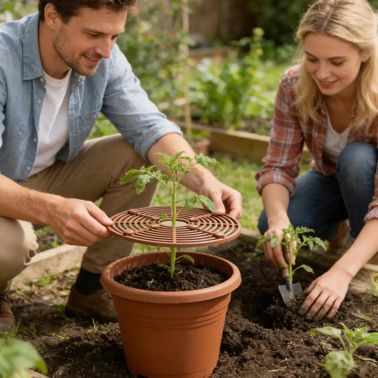 5-Piece Cuttable Round Plant Soil Cover Grid | Planter Guard