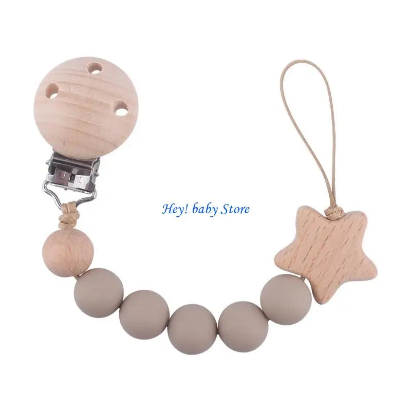 Baby Girl Pacifier Clip with Silicone Teething Beads | Soother Chain