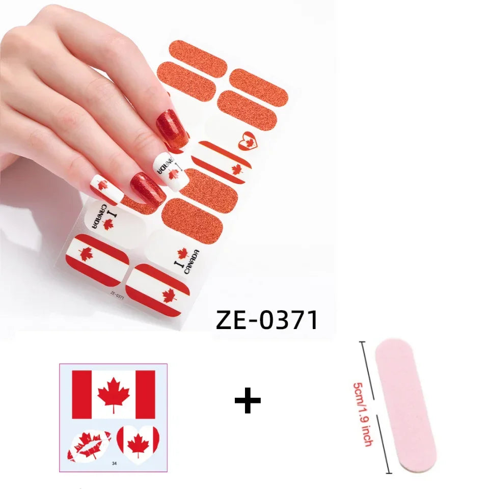 3-Piece Flag Nail Sticker & Foil Art Accessories Set Peaceful Pleasures Health and Wellness Canada 3pcs