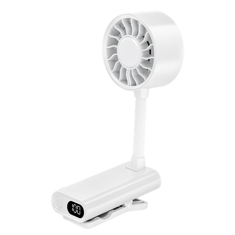 Portable Clip Fan with Soft 360° Flexible Hose Cooling Device Rechargeable Adjustable Speed Perfect for Picnics Beach Offices Peaceful Pleasures Health and Wellness White