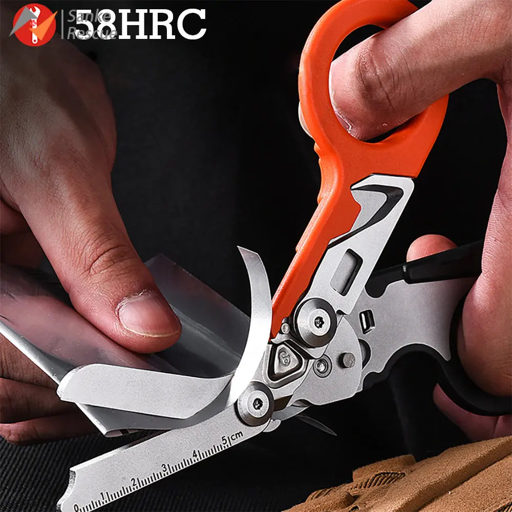 Sanke Rescue Trauma Shears Emergency Scissors Tool Stainless Steel Foldable Trauma Shears with Strap Cutter Glass Breaker EDC Peaceful Pleasures Health and Wellness