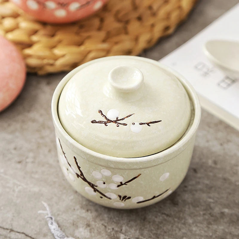 Ceramic Stewing Soup Cups Household Steamed Egg Bowls Hotel Steamed Bird's Nest Stew Underglaze Colored Mini Dessert Stew Cups Peaceful Pleasures Health and Wellness