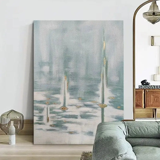 Nordic Gold Foil Abstract Hand-Painted Canvas Oil Painting Canvas Oil Painting Peaceful Pleasures Health and Wellness