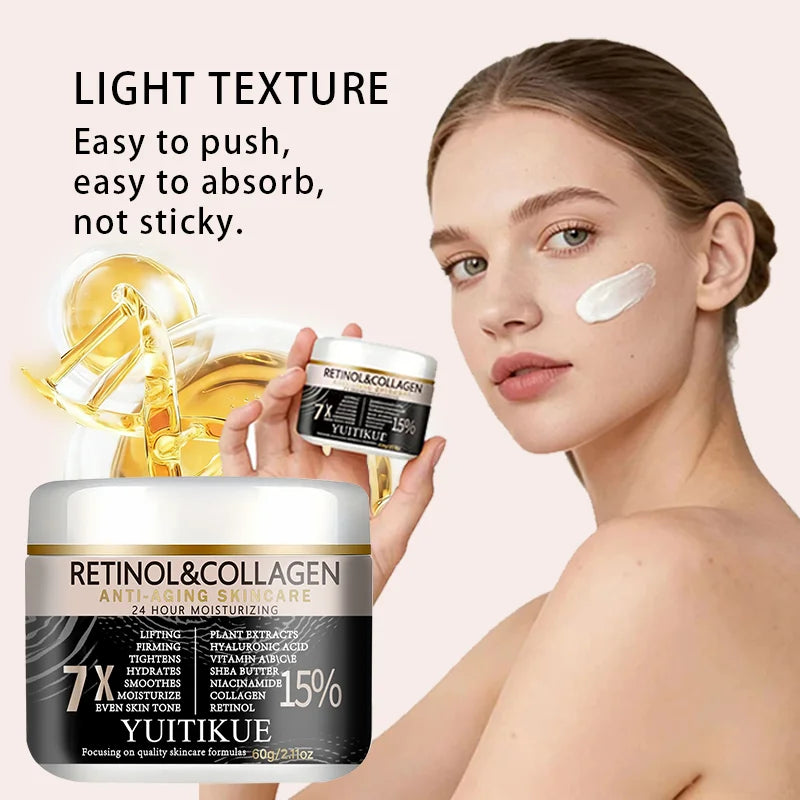YUITIKUE Retinol & Collagen Anti-Aging Cream 60g, 7X Effect 24H Moisturizing for Lifting, Firming & Even Skin Tone Peaceful Pleasures Health and Wellness