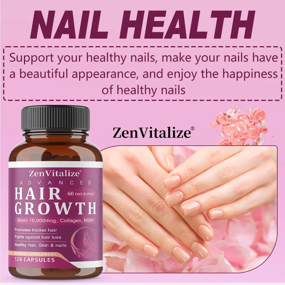 Biotin + Collagen Capsules - Promotes Hair Growth, Anti-Aging, Supports Joints & Bones, Stronger Nails, Beauty Health Peaceful Pleasures Health and Wellness