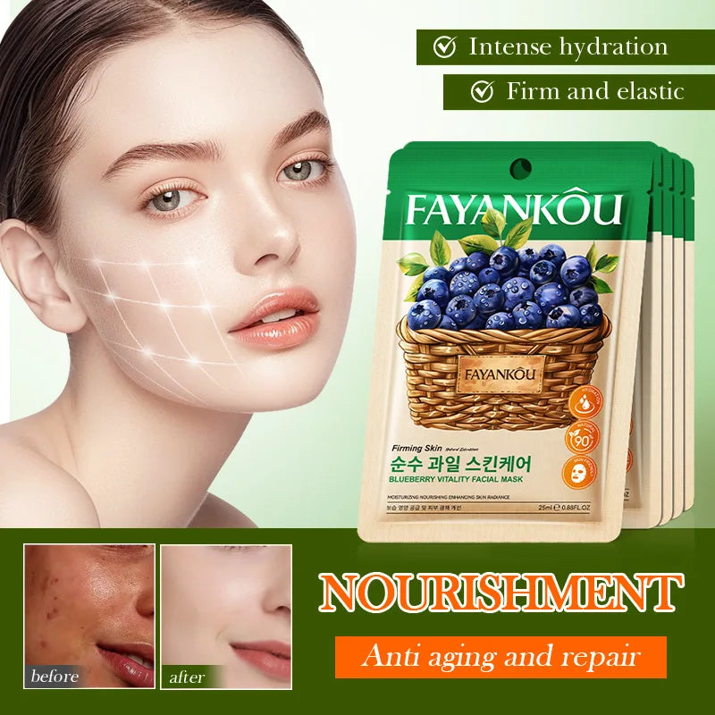 FAYANKOU Fruit Korean Sheet Masks 8pc – Hydrating & Anti-Aging