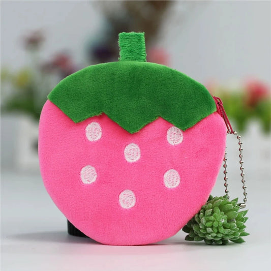 Strawberry Plush Coin Purse – Cute Fruit Zipper Wallet for Girls Plush Coin Purse Peaceful Pleasures Health and Wellness