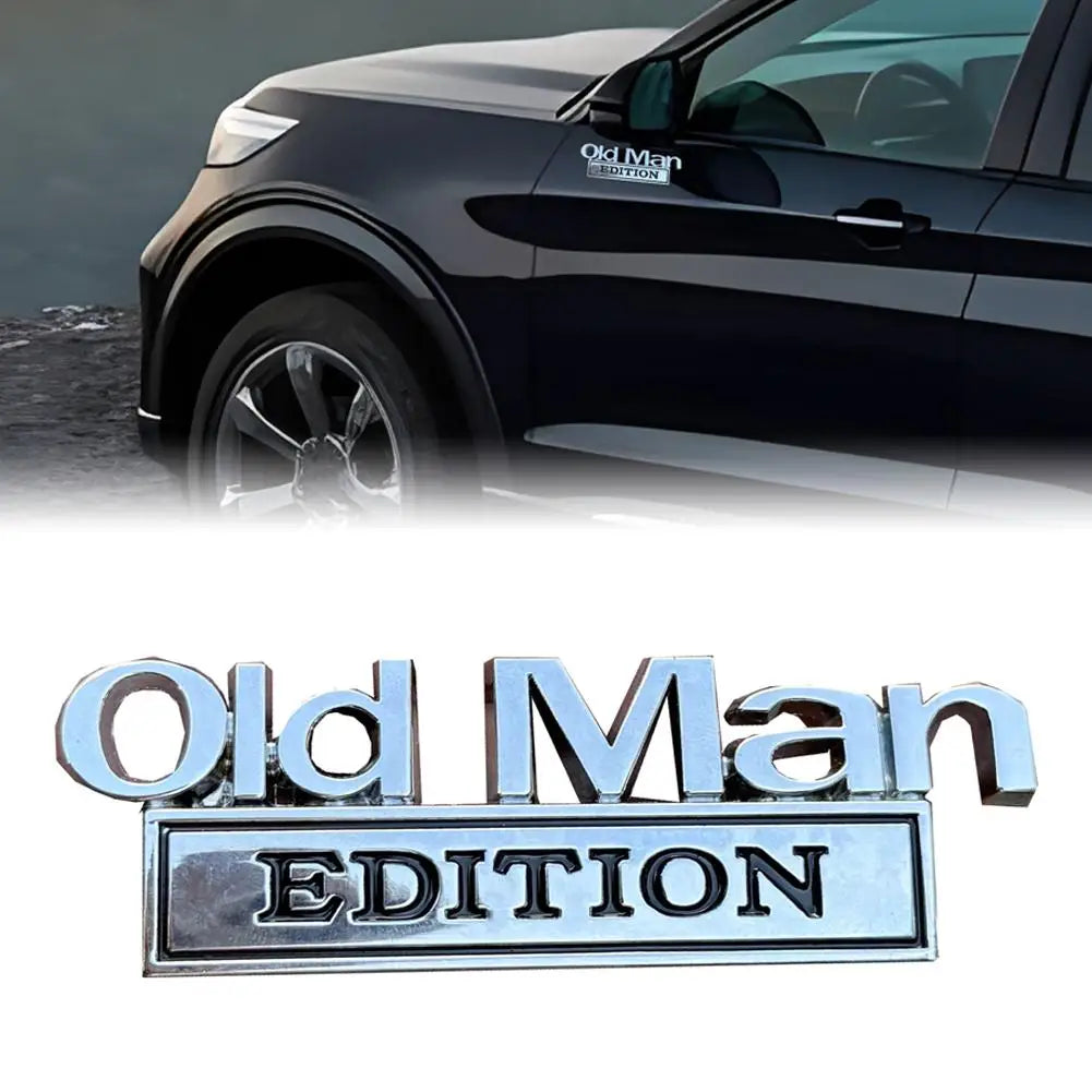 3D Metal Old Man Edition Car Emblem Sticker | Retro Auto Decal