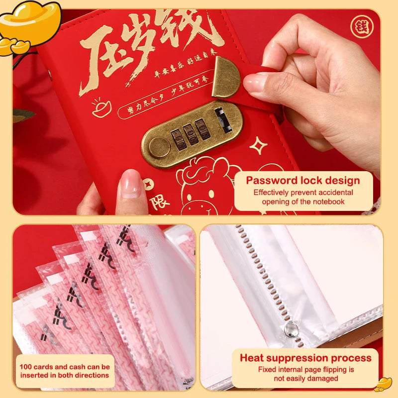 100 Envelope Money Saving Binder with Password Lock | PU Budget Book