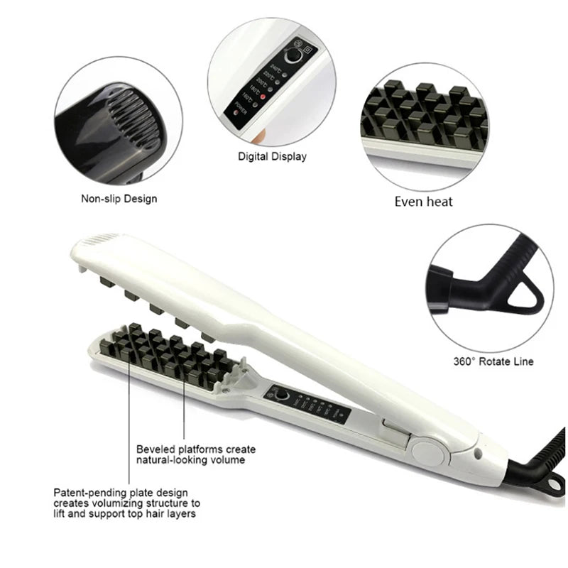 Ceramic Hair Volumizer Crimper Iron with LCD Display