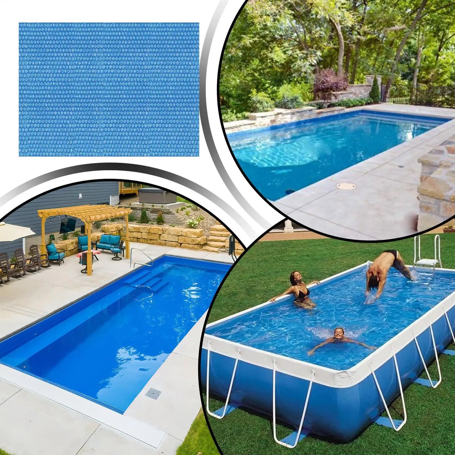 Solar Pool Cover – PE Bubble Film Heat Insulation, 3 Sizes