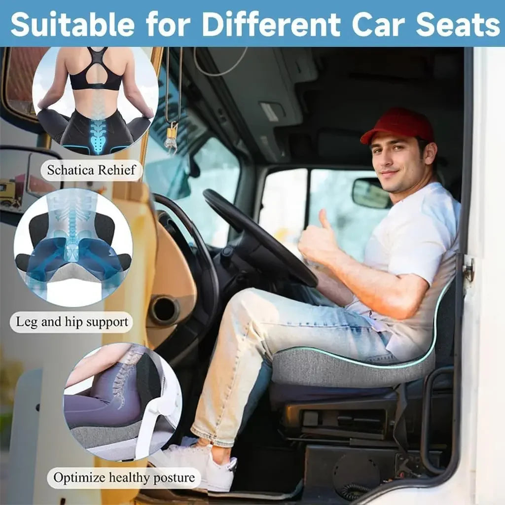 Memory Foam Seat Cushion for Back Support, Sciatica Relief, Ergonomic Comfort for Long Sitting & Driving Peaceful Pleasures Health and Wellness