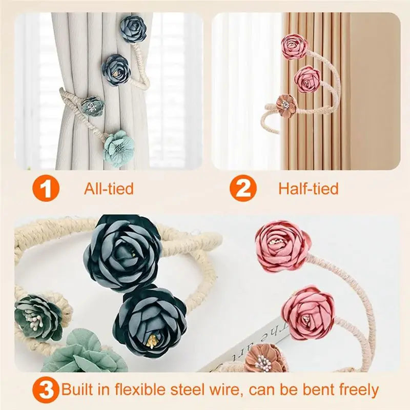 A36T-Flower Curtain Tie Curtain Buckle Versatile Living Room Punch-Free Tie Rope Suitable For A Variety Of Styles Peaceful Pleasures Health and Wellness