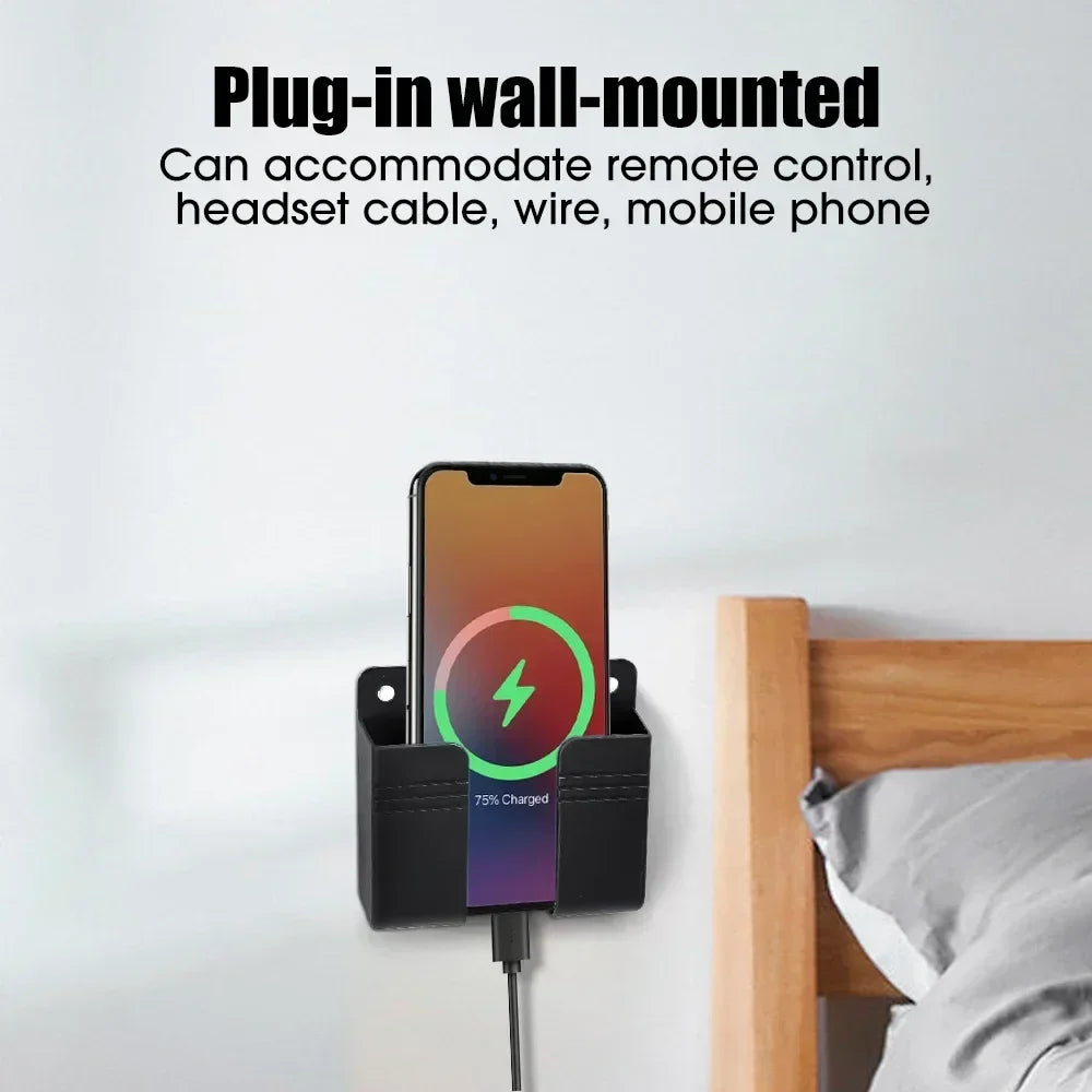 Wall Mounted Punch-Free Organizer – Phone & Remote Holder