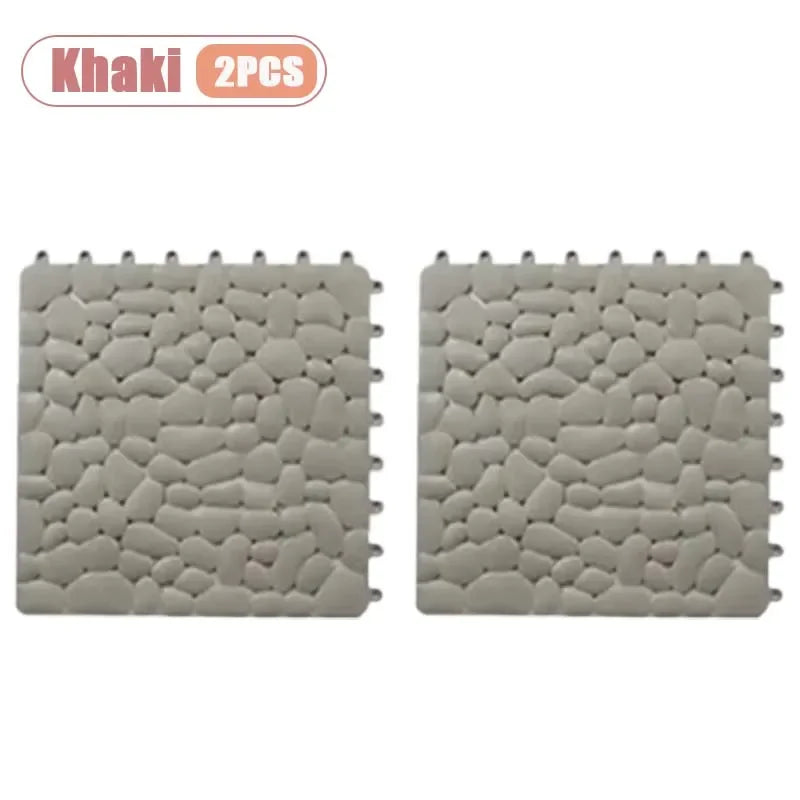 Non-Slip Pebble Bath Mat 30×30cm | Waterproof Splicing Shower Pad