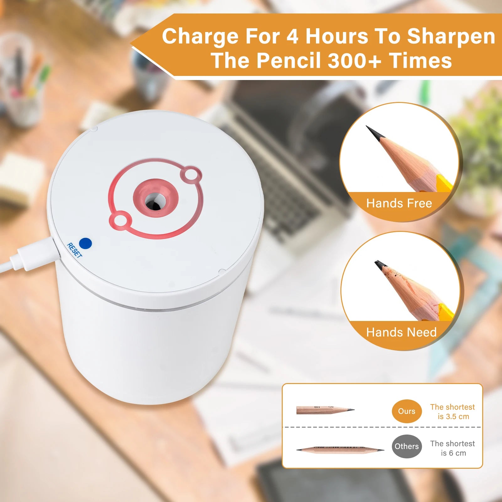 Auto Electric Pencil Sharpener for School & Office - Portable Desktop Sharpener for Pencils (6-8mm), Art Supplies & Stationery Peaceful Pleasures Health and Wellness