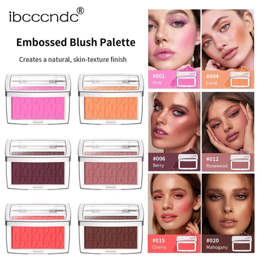 Hot Matte Embossed Blush Palette Rosy Blusher Facial Blush Powder High Pigmented Pink Coral Rouged For Cheeks Smooth Cosmetics Peaceful Pleasures Health and Wellness