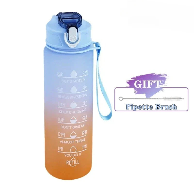 900ml BPA-Free Motivational Sports Water Bottle with Straw