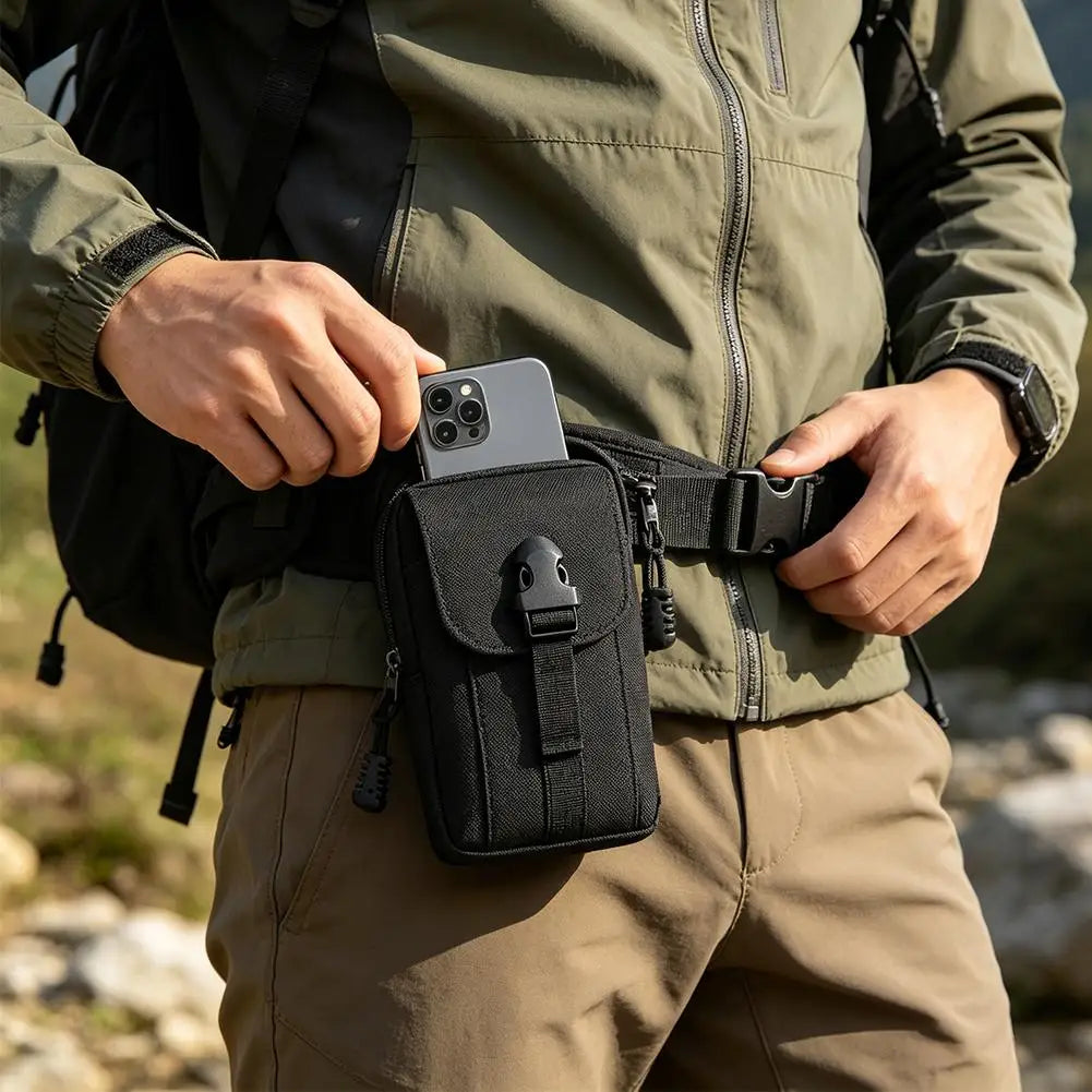 Outdoor Tactical Waist Bag Heavy‑Duty Oxford Phone Pouch Men's Durable Coin Purse Portable Hiking Camping Tool Bag with Buckle Peaceful Pleasures Health and Wellness