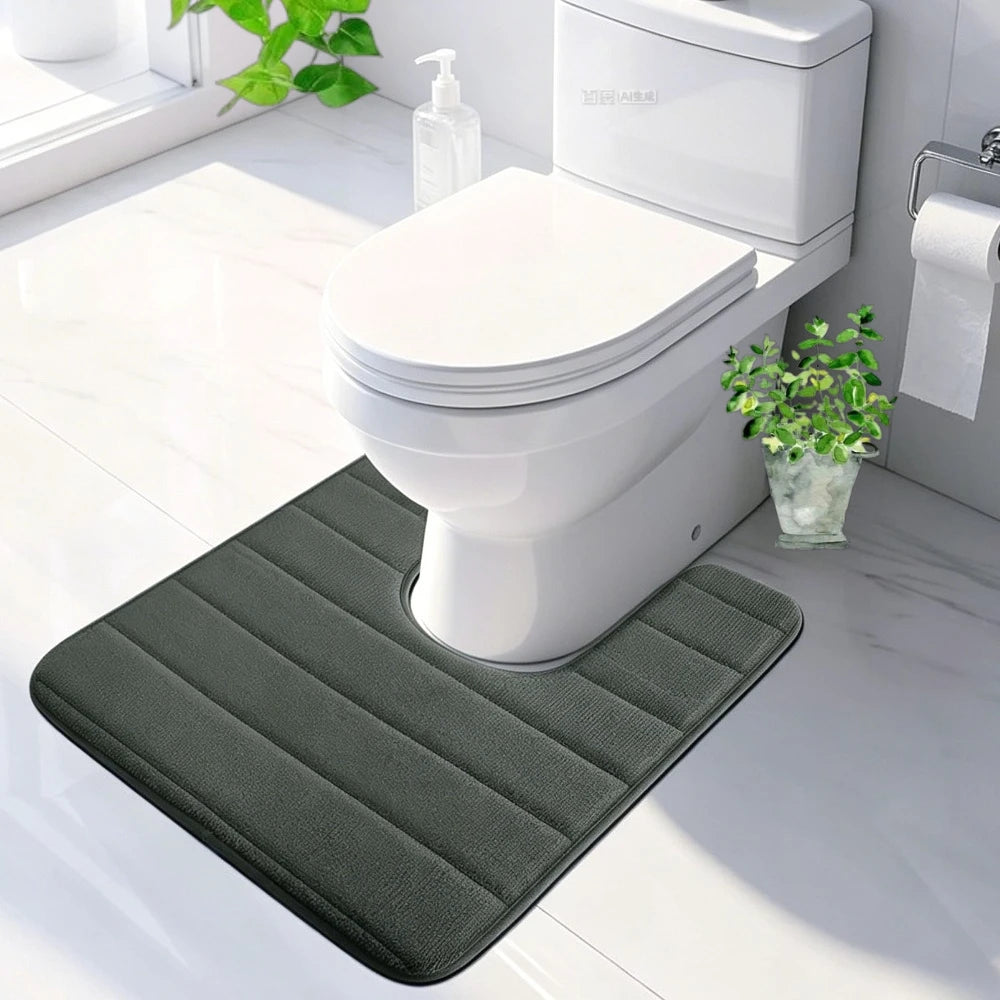 U-Shape Toilet Mat Non-Slip Shaggy Soft Pedestal Mat for Bathroom, Water Absorbent bath mat oilet Mat for Floor Dry Pedestal Mat Peaceful Pleasures Health and Wellness