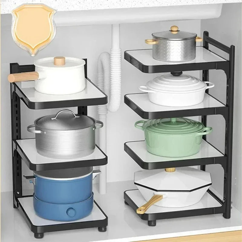 Multi-Layer Corner Kitchen Storage Rack | Carbon Steel