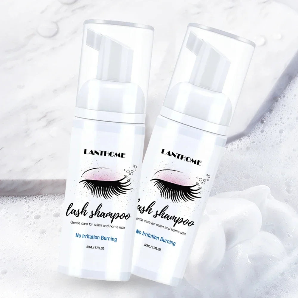 50ml Lanthome Eyelash Extension Shampoo Foam Eyelid Deep Clean Cleanser For Makeup Tools Mascara Remover Glue Salon Home Use Peaceful Pleasures Health and Wellness