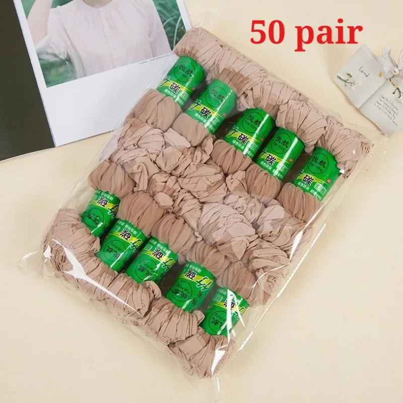 Women's Ultrathin Transparent Nylon Ankle Socks | 10–100 Pairs