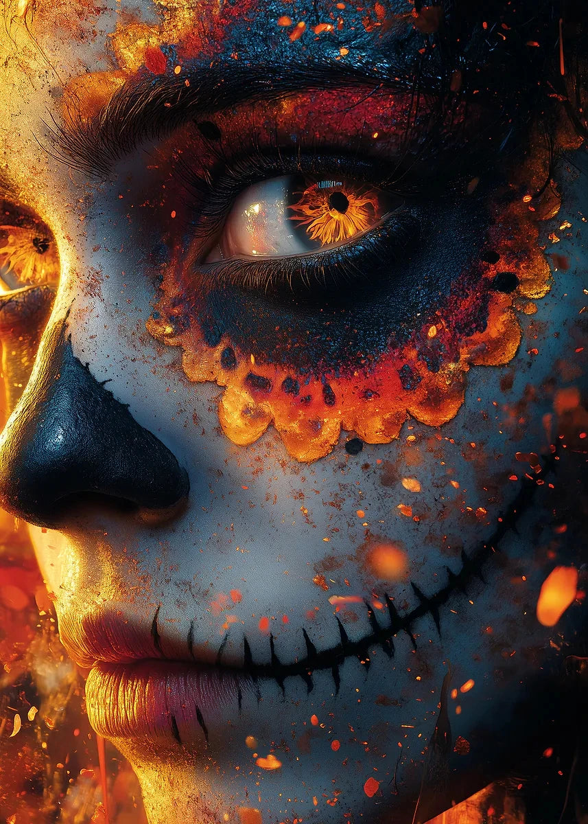 Day of the Dead Skull Girl Canvas Wall Art | Los Muertos Print