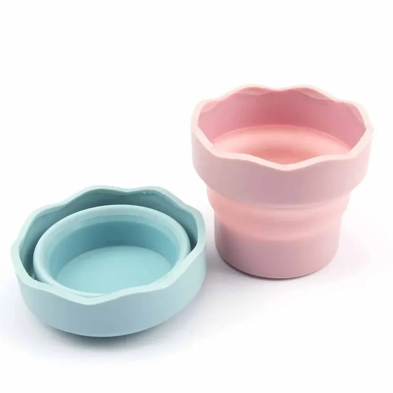 Collapsible Silicone Paint Brush Washer Bucket – Set of 2 Brush Cleaning Bucket Peaceful Pleasures Health and Wellness