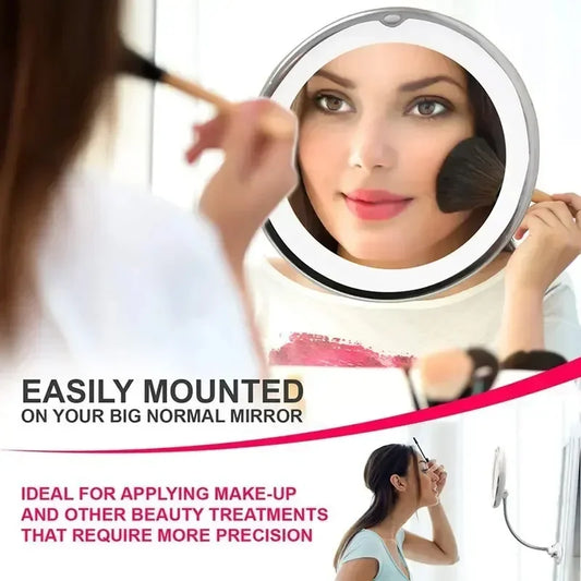 10X Magnifying Makeup Mirror | LED Light & Gooseneck Suction Cup Magnifying Makeup Mirror Peaceful Pleasures Health and Wellness