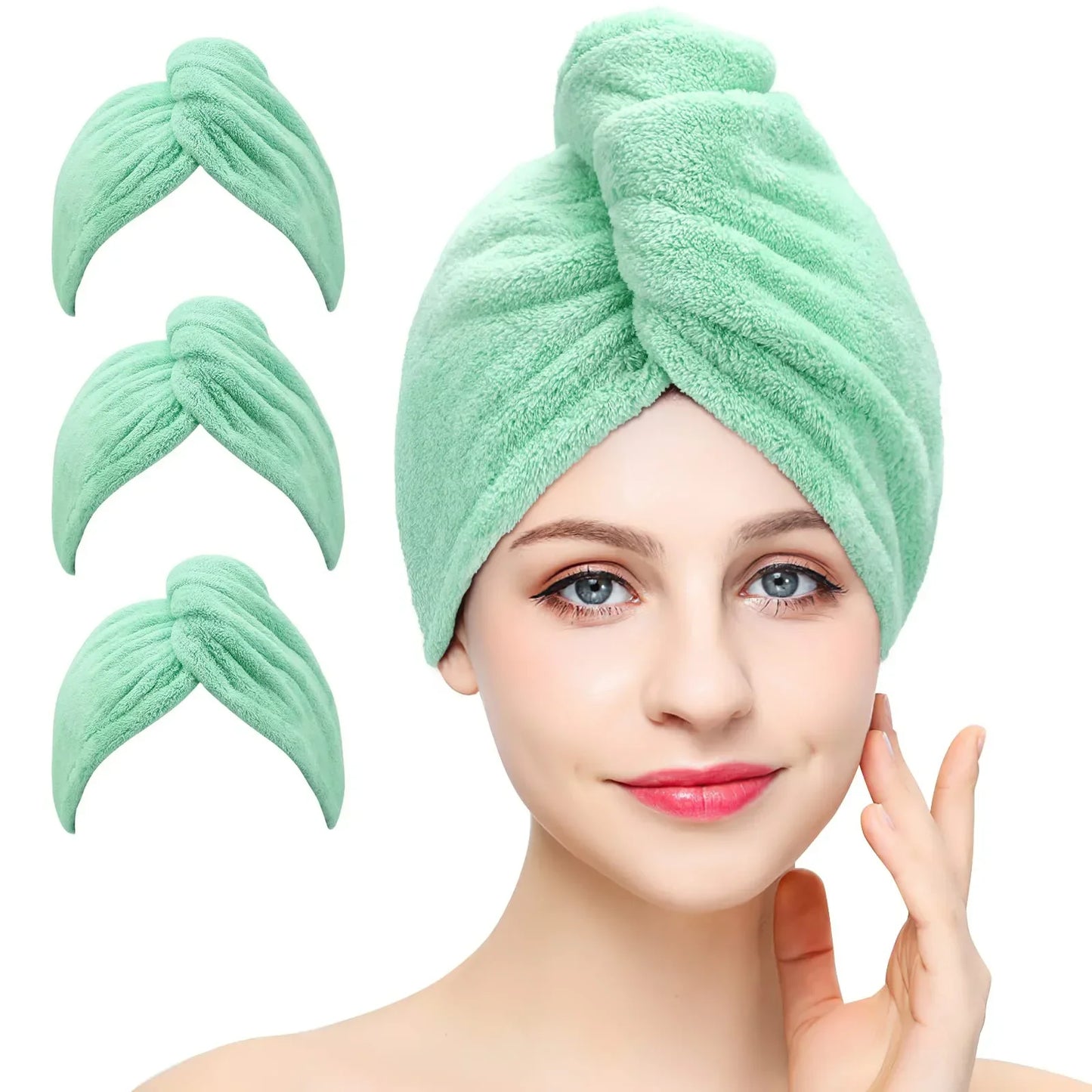 Microfiber Hair Towel, Turbans for Wet Hair, Drying Wrap Towels, Anti Frizz for Curly Women Girls, 65*25 Cm Peaceful Pleasures Health and Wellness light green