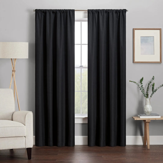 Blackout Curtains Rod Pocket Drapes – Black/Gray | 85–99% Light Blackout Curtains Peaceful Pleasures Health and Wellness
