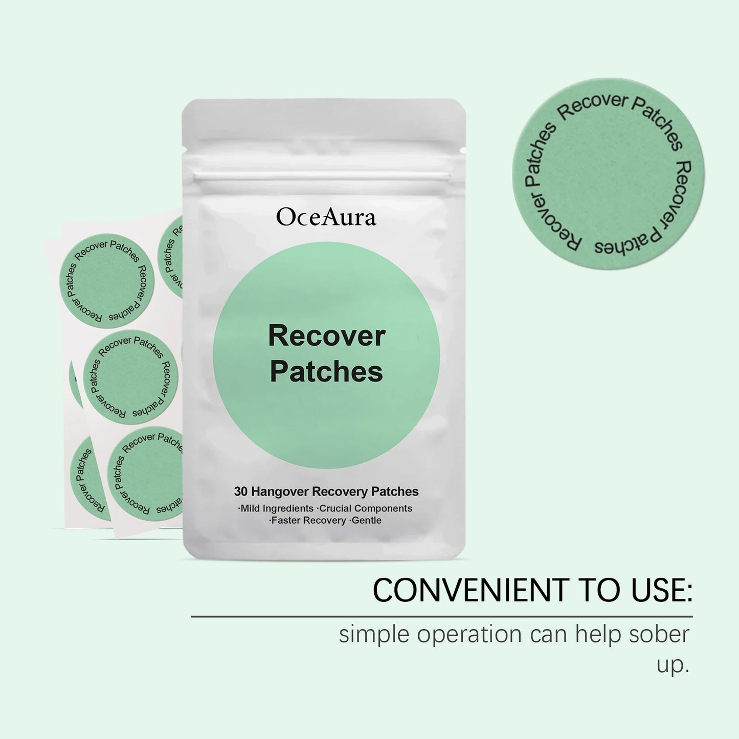 OceAura Hangover Relief Patches – Natural Recovery, 30 Pcs