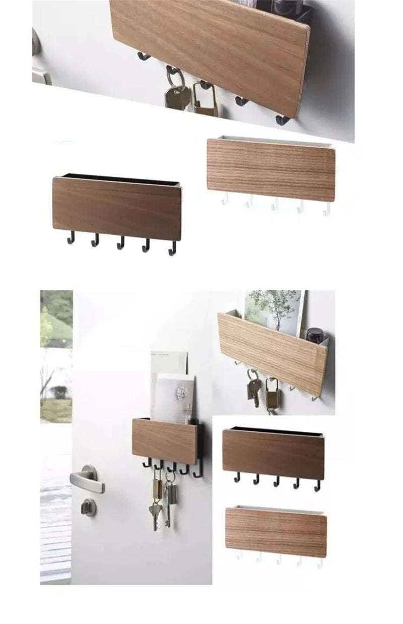 Wall Hanging Bamboo Key Hanger Holder Wall Organizer Rectangle Key Rack Hooks Coat Hooks Home Decoration Coat Hanger 2030 Peaceful Pleasures Health and Wellness