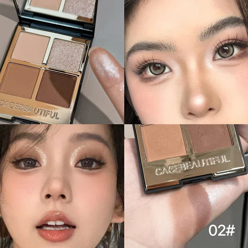CACE 4-Color Eyeshadow Palette – Matte, Shimmer & Glitter