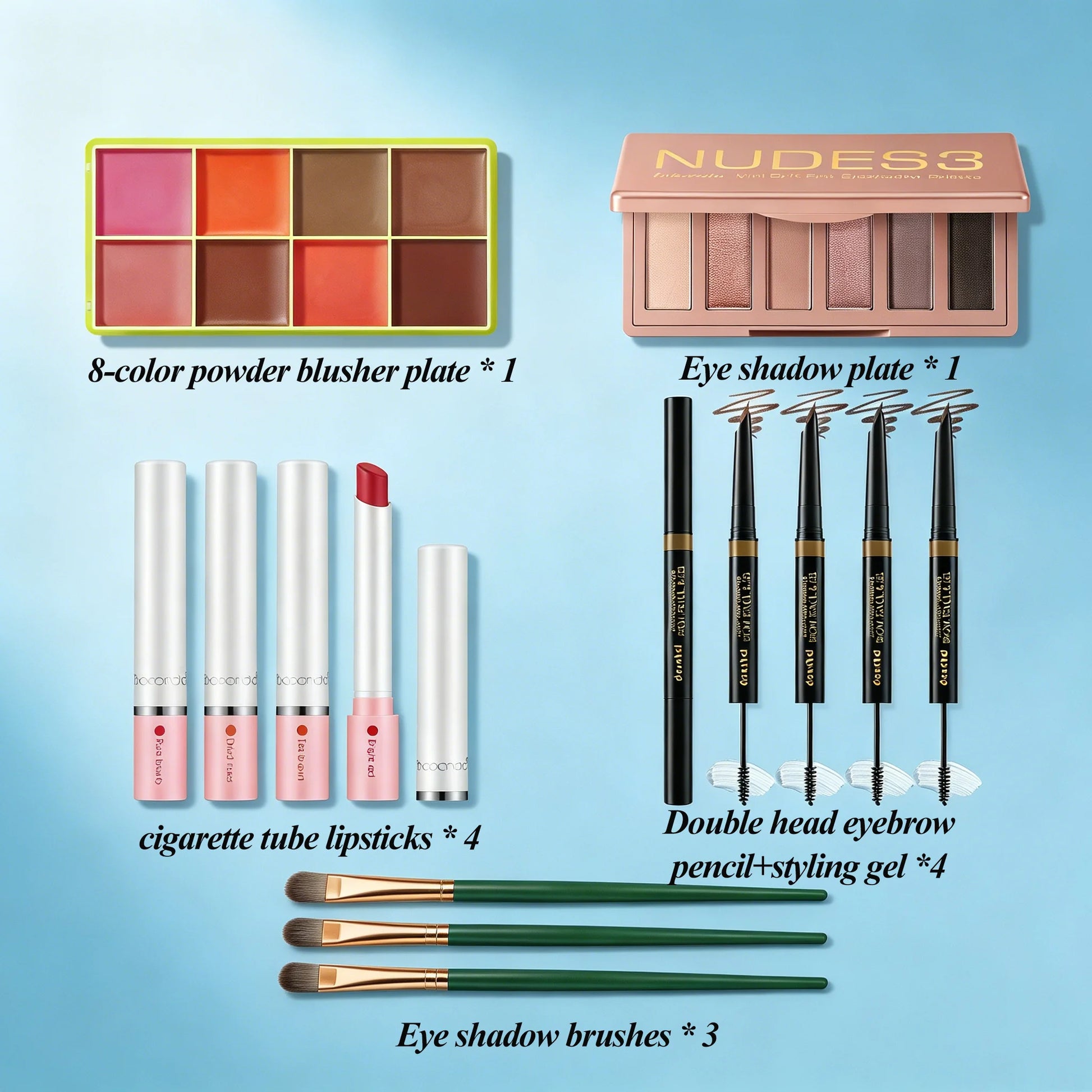 Makeup Fundamentals Set Blush Palette，Eyeshadow Palette, Lipstick, Eyebrow Pencil, Eyeshadow Brush Beauty Cosmetic for Daily Use Peaceful Pleasures Health and Wellness MAKEUP SET
