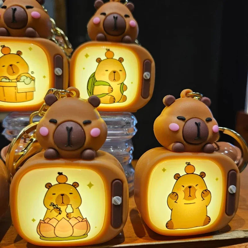 Light-Up Capybara Keychain | Silicone Glow Bag Charm Gift