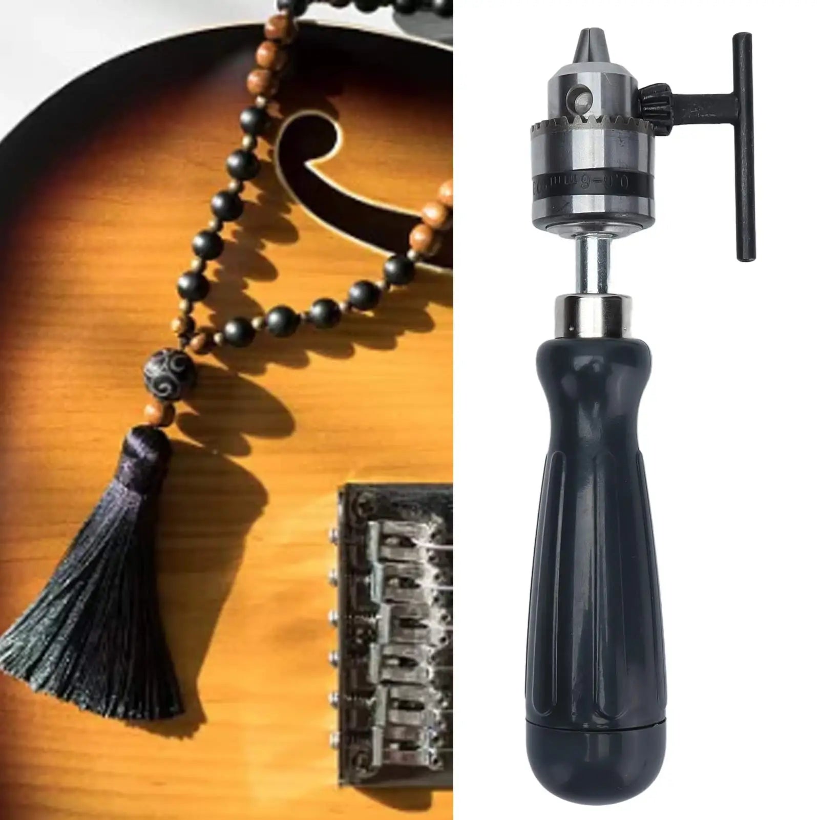Hand Drill Carbon Steel Manual Crank Drill with Chuck Key and Drill Bit for Plastic Wood Jewelry Resin Nut Mini Hand Drill Peaceful Pleasures Health and Wellness