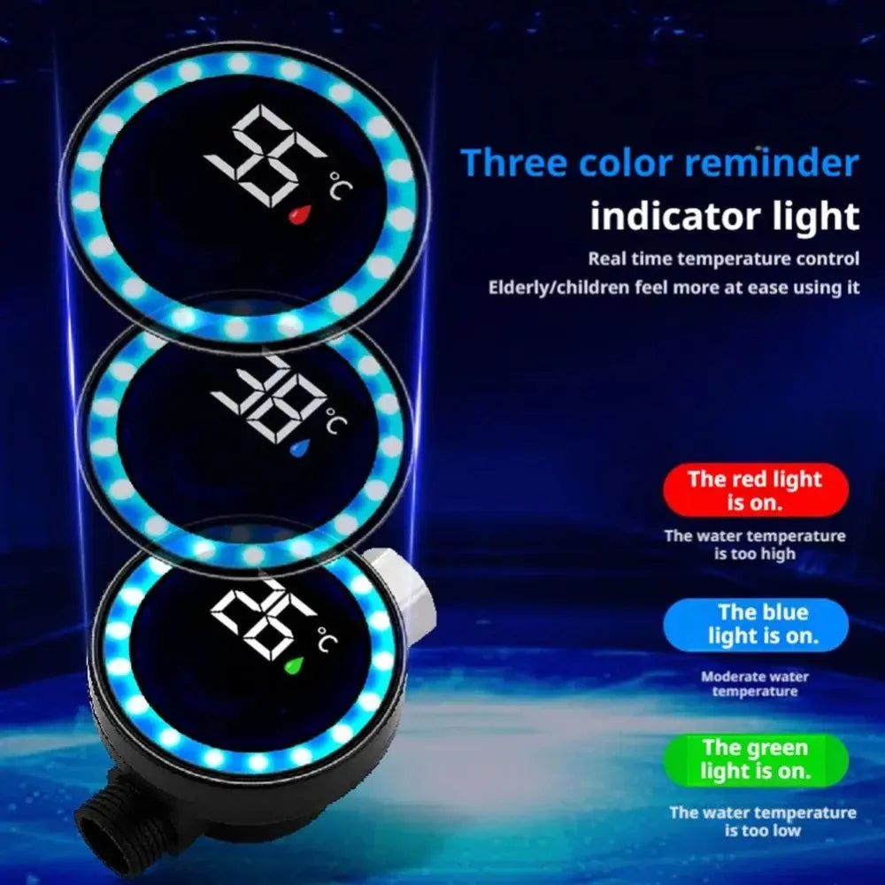 LED Shower Water Thermometer – 3-Color Display, Battery-Free
