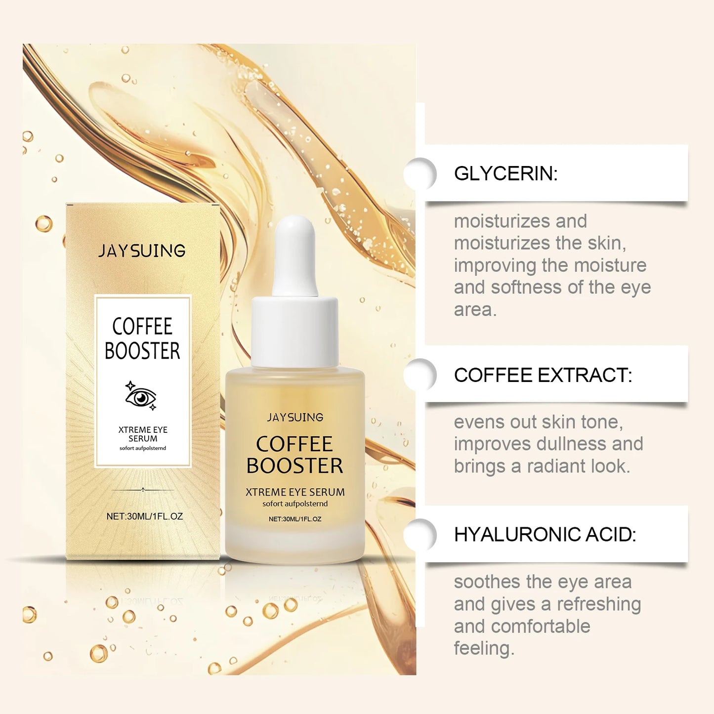 Coffee Eye Cream Roller, Eye Mask & Serum – Anti-Dark Circles