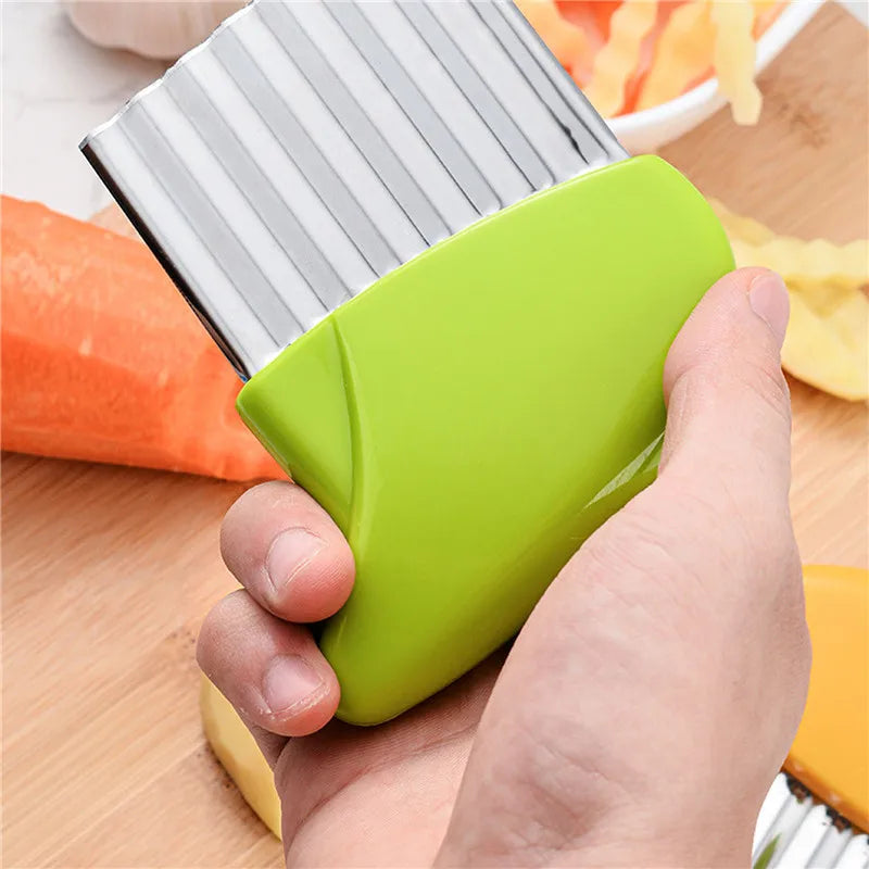 Potato Cutter Chip French Fry Maker Stainless Steel Wavy Knife French Fries Chopper Knife Chopper French Fry Kitchen Tools Peaceful Pleasures Health and Wellness