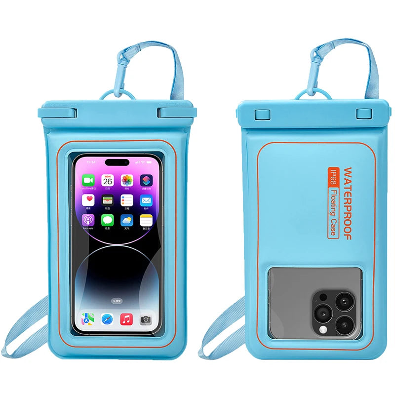 IPX8 waterproof phone pouch for swimming bag phone waterproof case mobile phone waterproof pack floating phone case under water Peaceful Pleasures Health and Wellness Blue