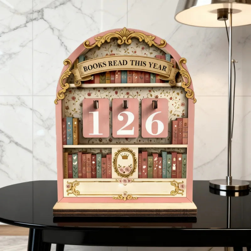 Retro Wooden Reading Tracker Counter – Up to 999 Books