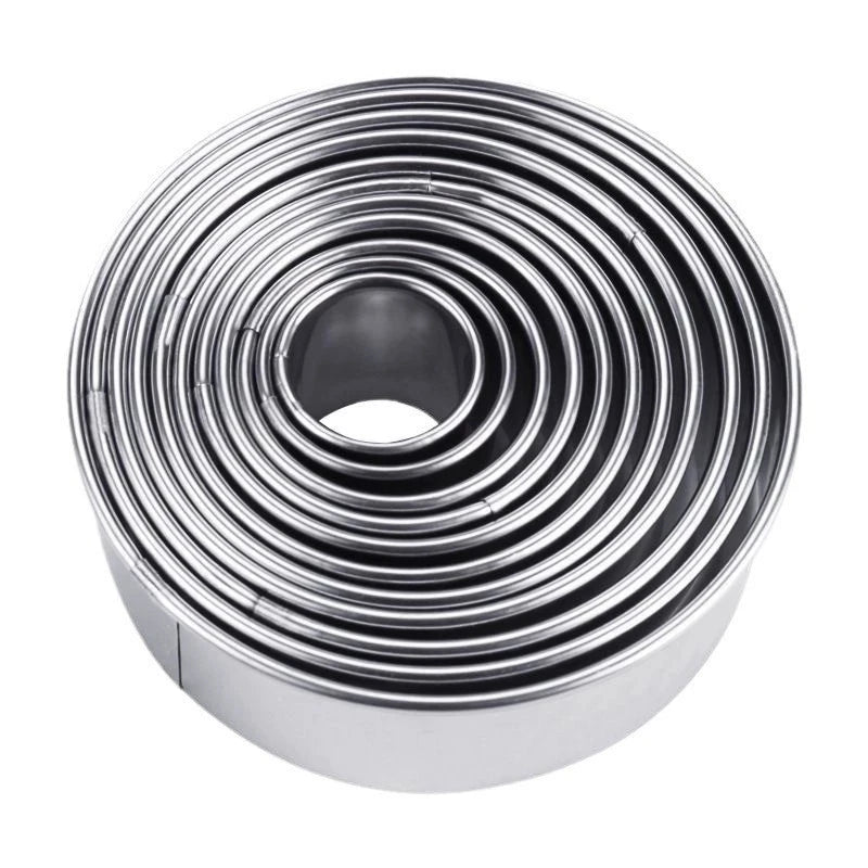 11-Piece Stainless Steel Round Cookie & Biscuit Cutter Set