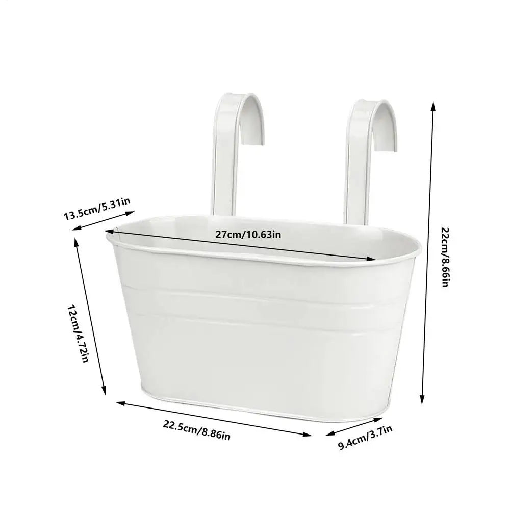 Metal Hanging Flower Pots | Balcony Railing Planter for Fence