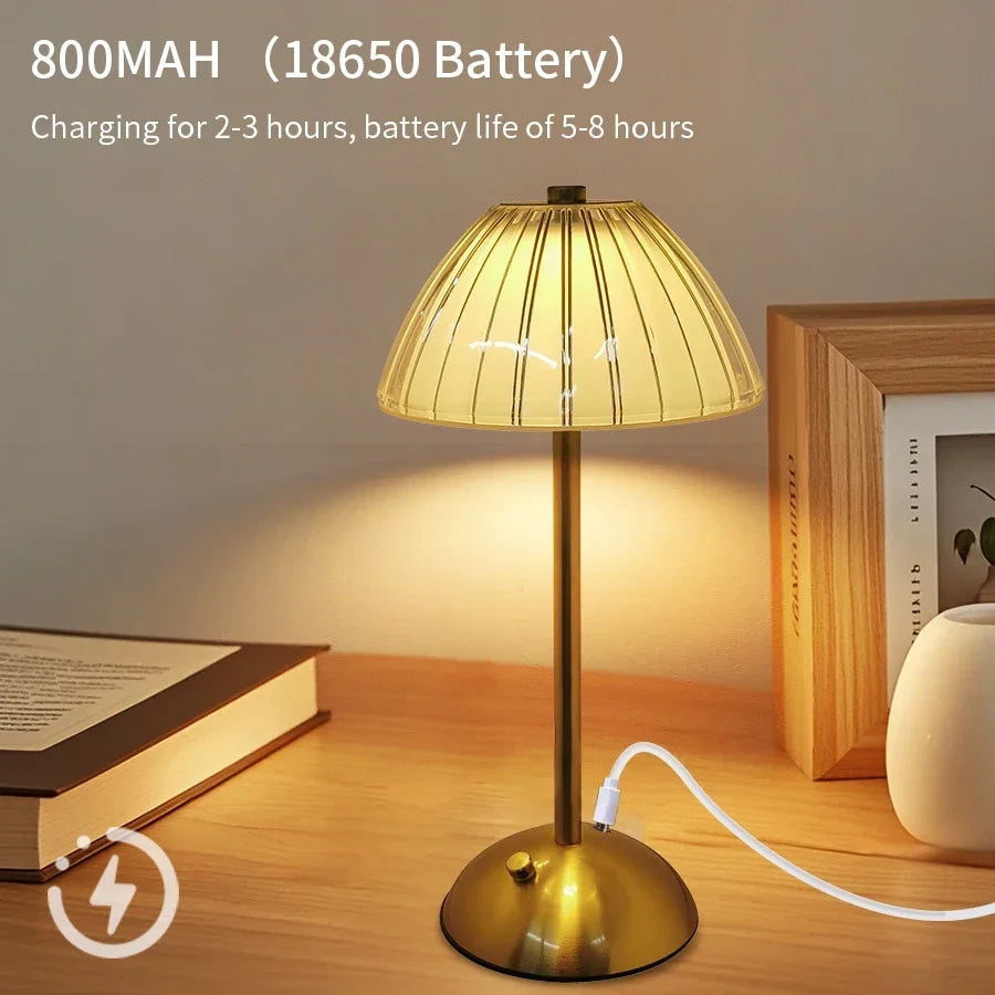 Rechargeable Crystal LED Table Lamp – 3-Color Dimmable Touch
