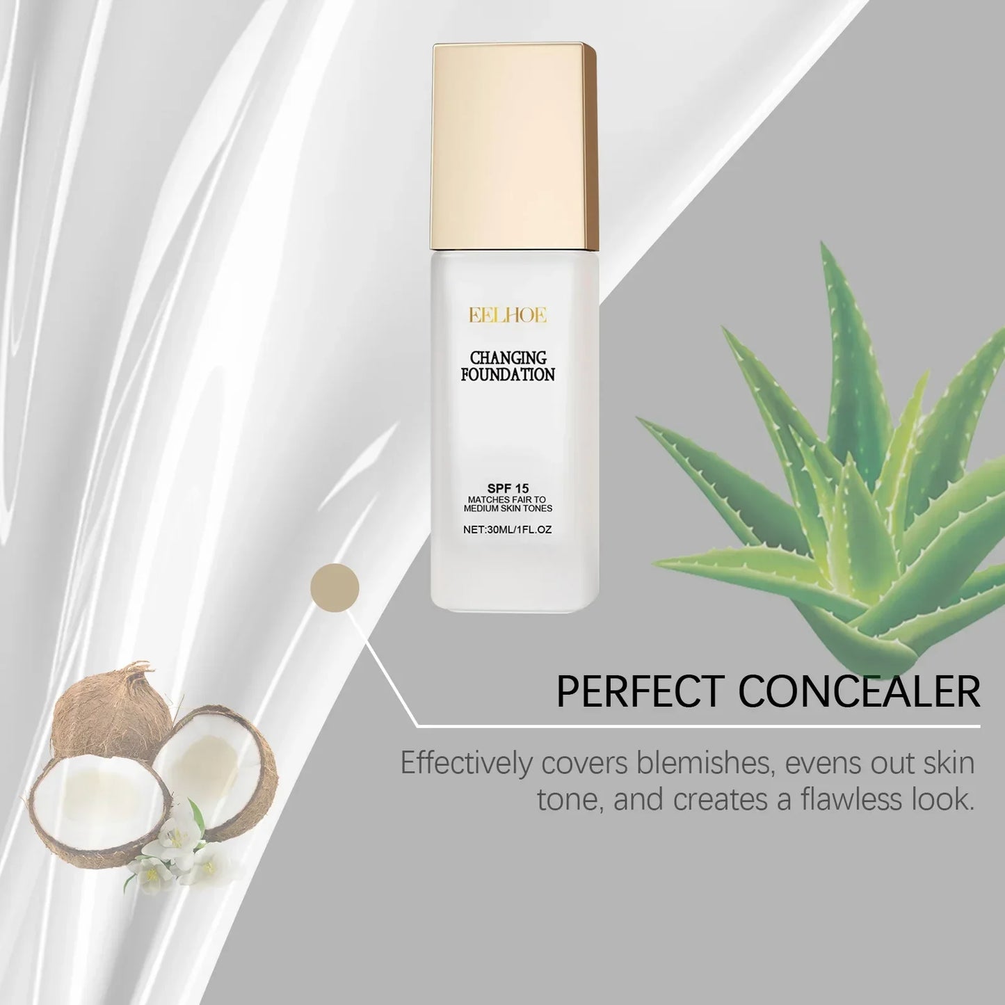 EELHOE Colour Changing Foundation SPF 15 Waterproof 30ml Peaceful Pleasures Health and Wellness