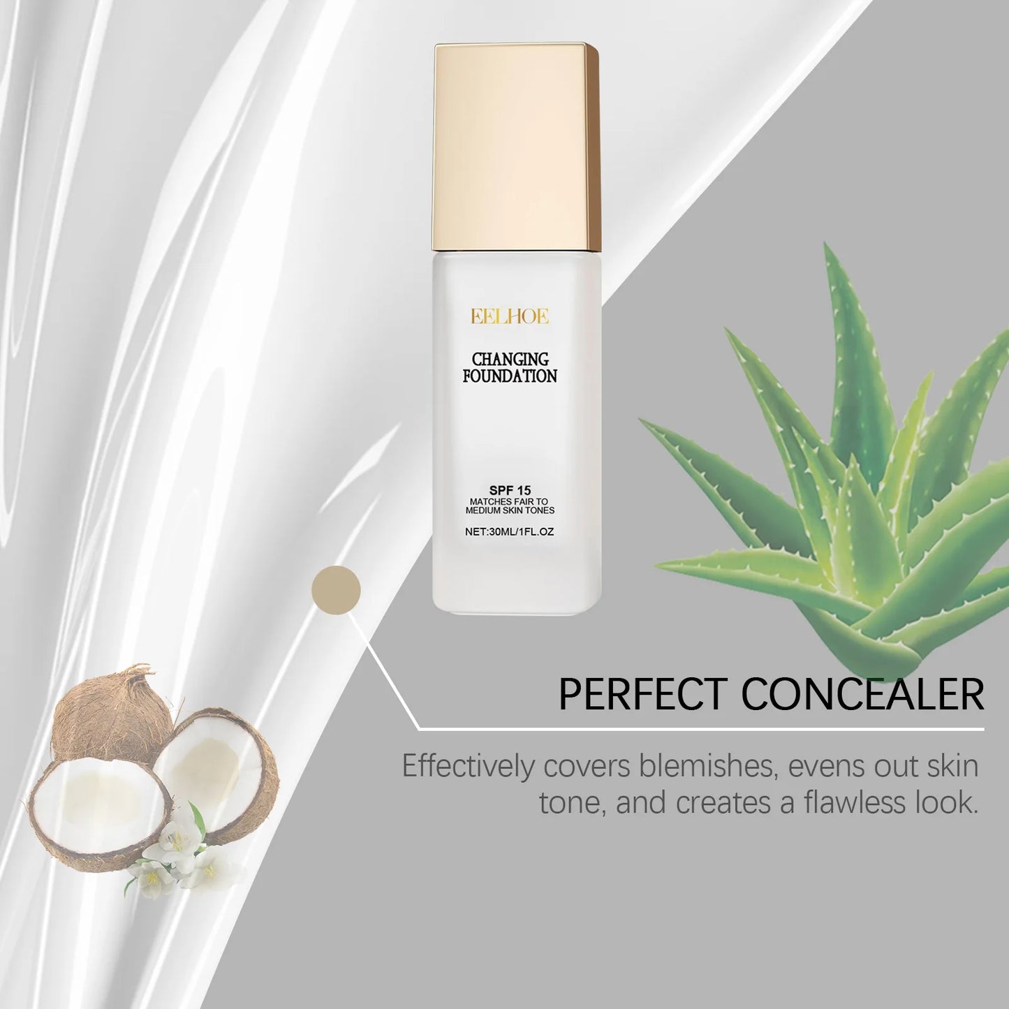 EELHOE Colour Changing Foundation SPF 15 – High Coverage 30ml