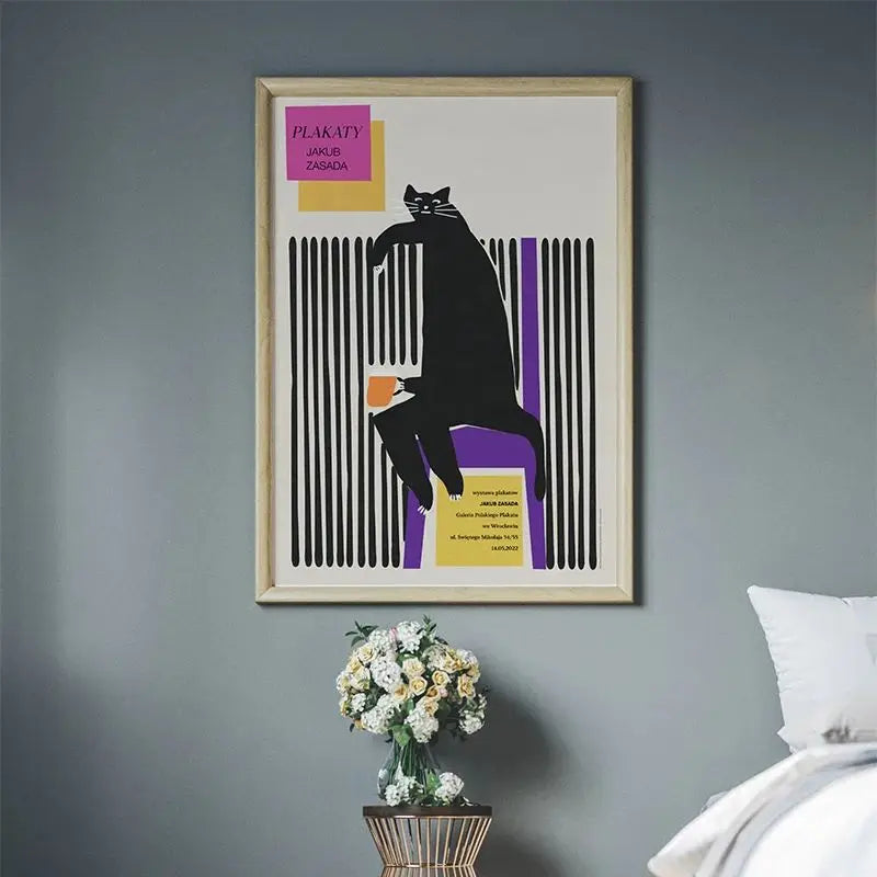 Original Polish Funny Abstract Animal Retro Poster Canvas Printing World Cat Day Dog Storks Wall Art Club Room Home Bar Decor Peaceful Pleasures Health and Wellness