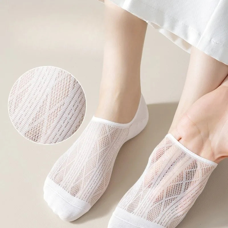 Women's Transparent Invisible Socks – 5 Pairs, Breathable